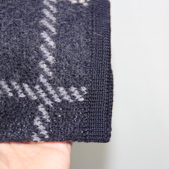 Vintage Talbots Petites Small Checkered Button Up Cardigan Navy White 100% Wool - Picture 6 of 12